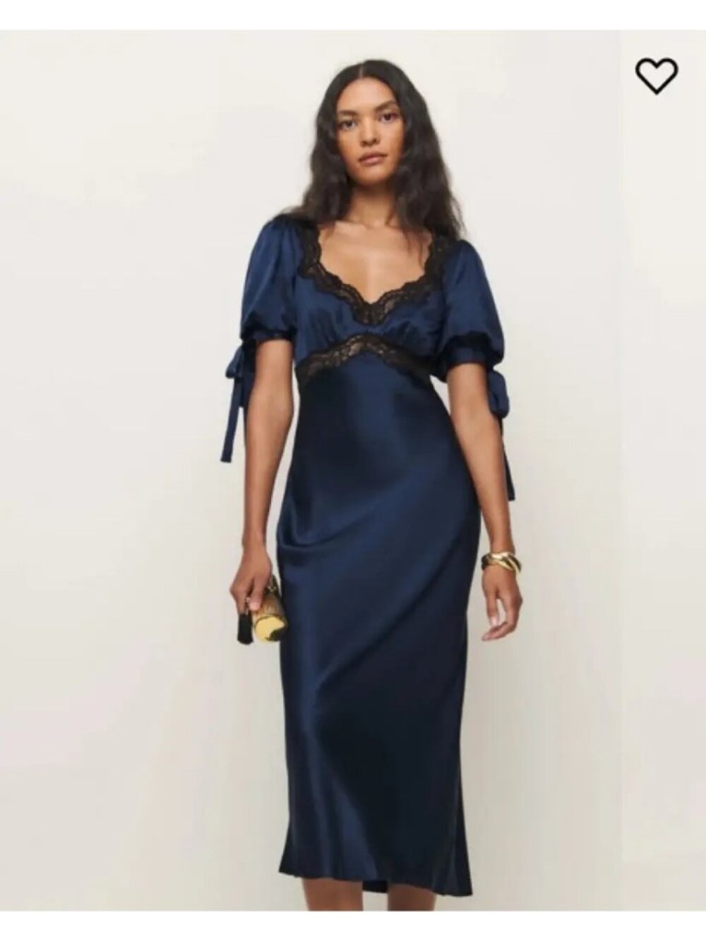 NWT $348 Reformation x Kacey Musgraves Stella Silk Midi Dress Navy Size 4